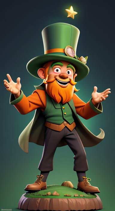 Joyful Irish Leprechaun Dances Beside Glittering Gold Coins ...