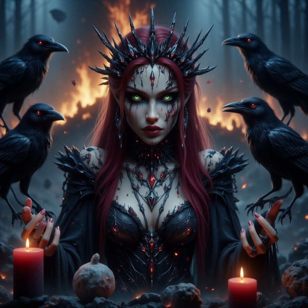 Fae Witch Portrait Amidst Wildfire