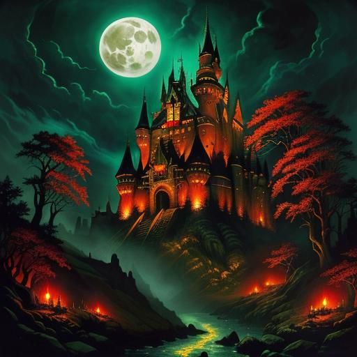 Dracula's Castle: A Horror Masterpiece in Oil and Ink