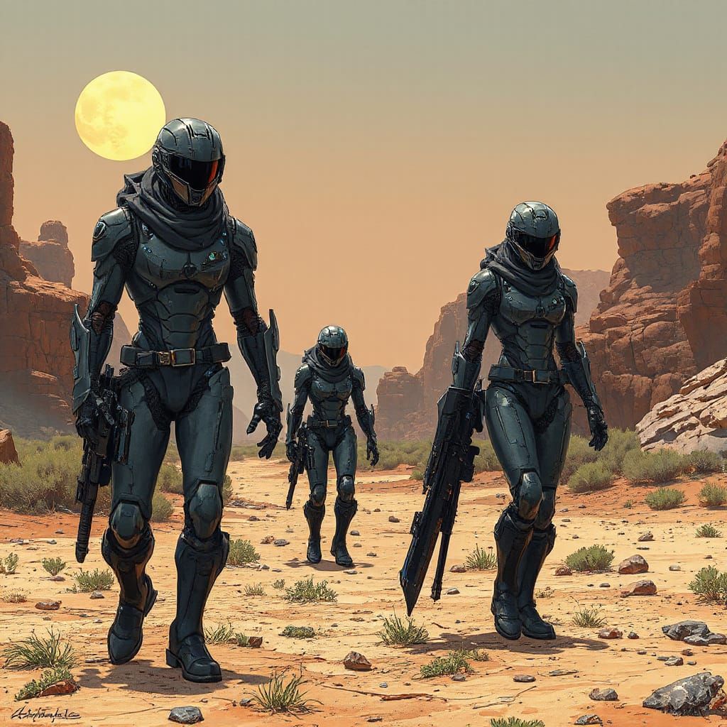 In the year 3047, sleek androids roam the desolate surface of a post-apocalyptic Earth. They scour the barren landscape,...