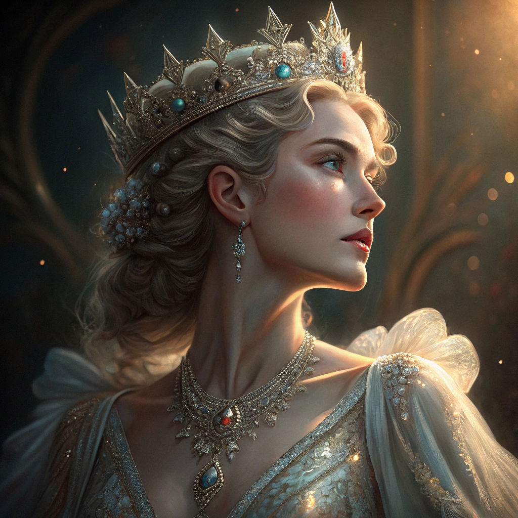 Radiant Aphrodite in Luminous Gown: Digital Portrait