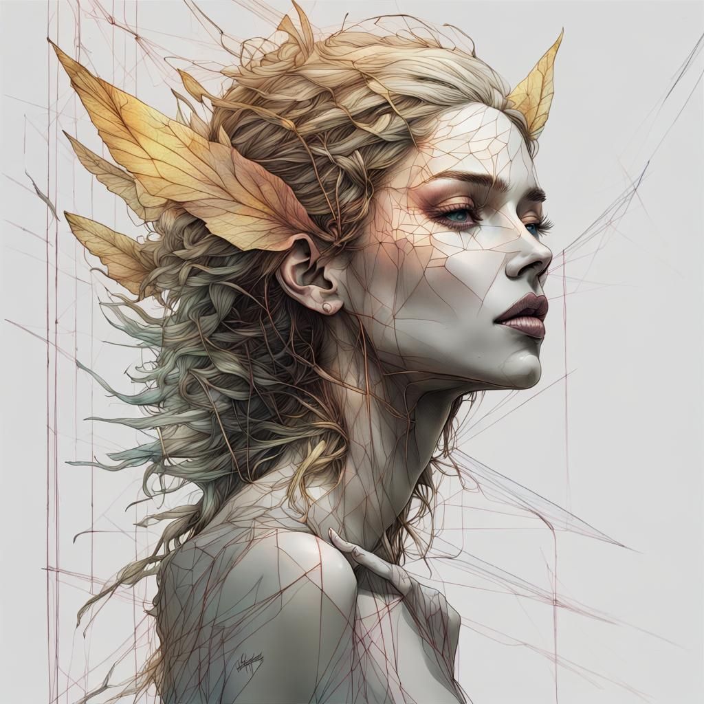 Synthwave Fairy Contemplates Mortality in Neon Retro Style