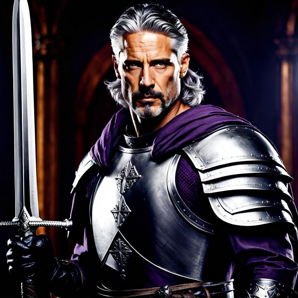 Raven Knight with Damascus Steel Longsword