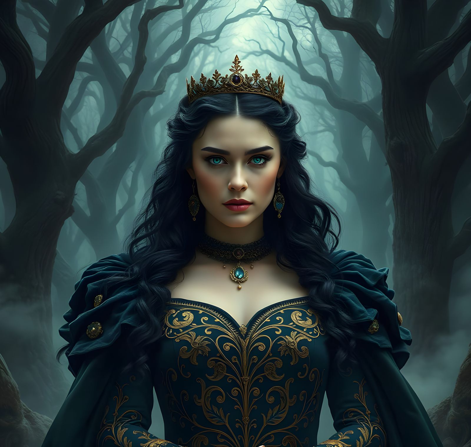 Medieval Queen with Red Hair in Digital Painting