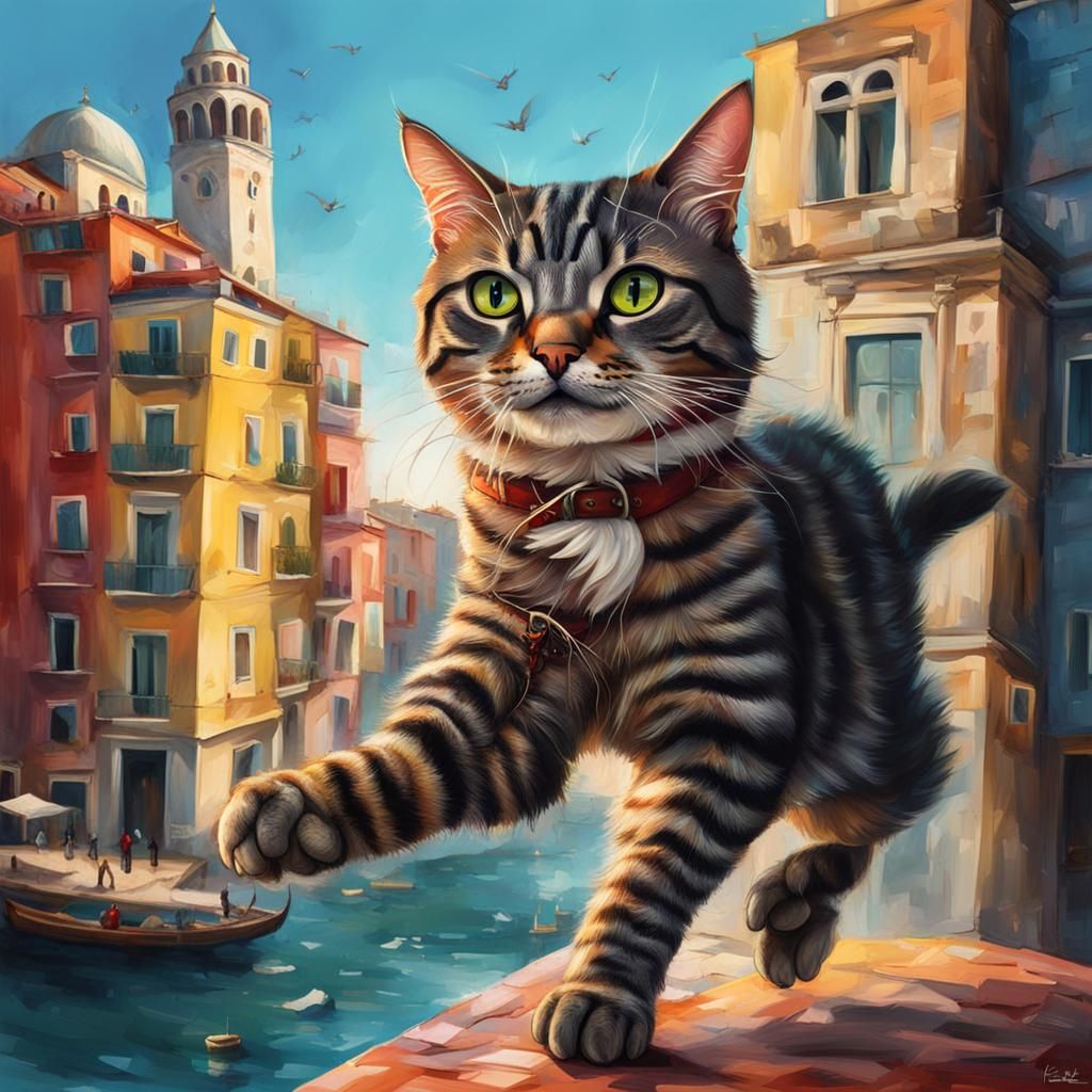 Cat's Bold Flight Attempt from Galata Tower