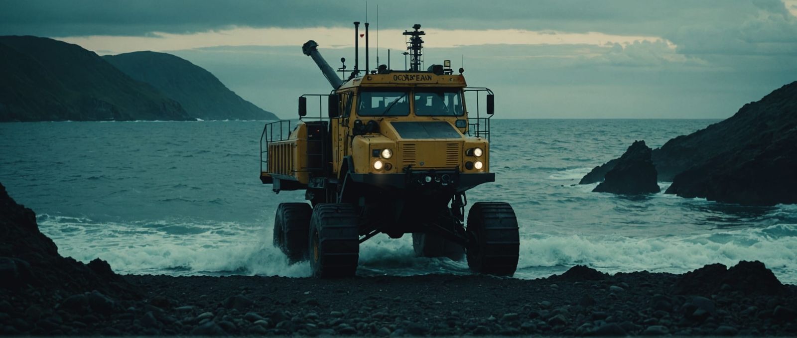 Dramatic Deep Ocean Mining Cinematic Film Still