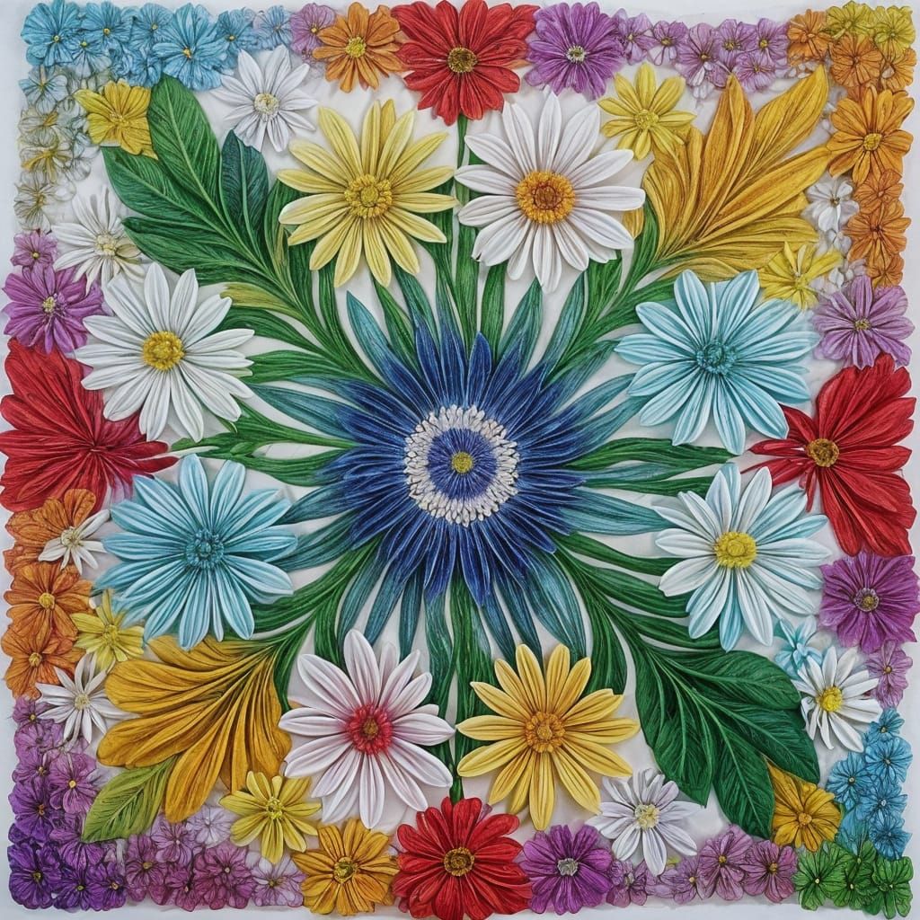 Colorful Silk Flowers Composition