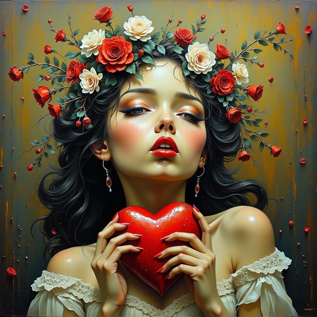 Whimsical Impasto Valentine's Fairy