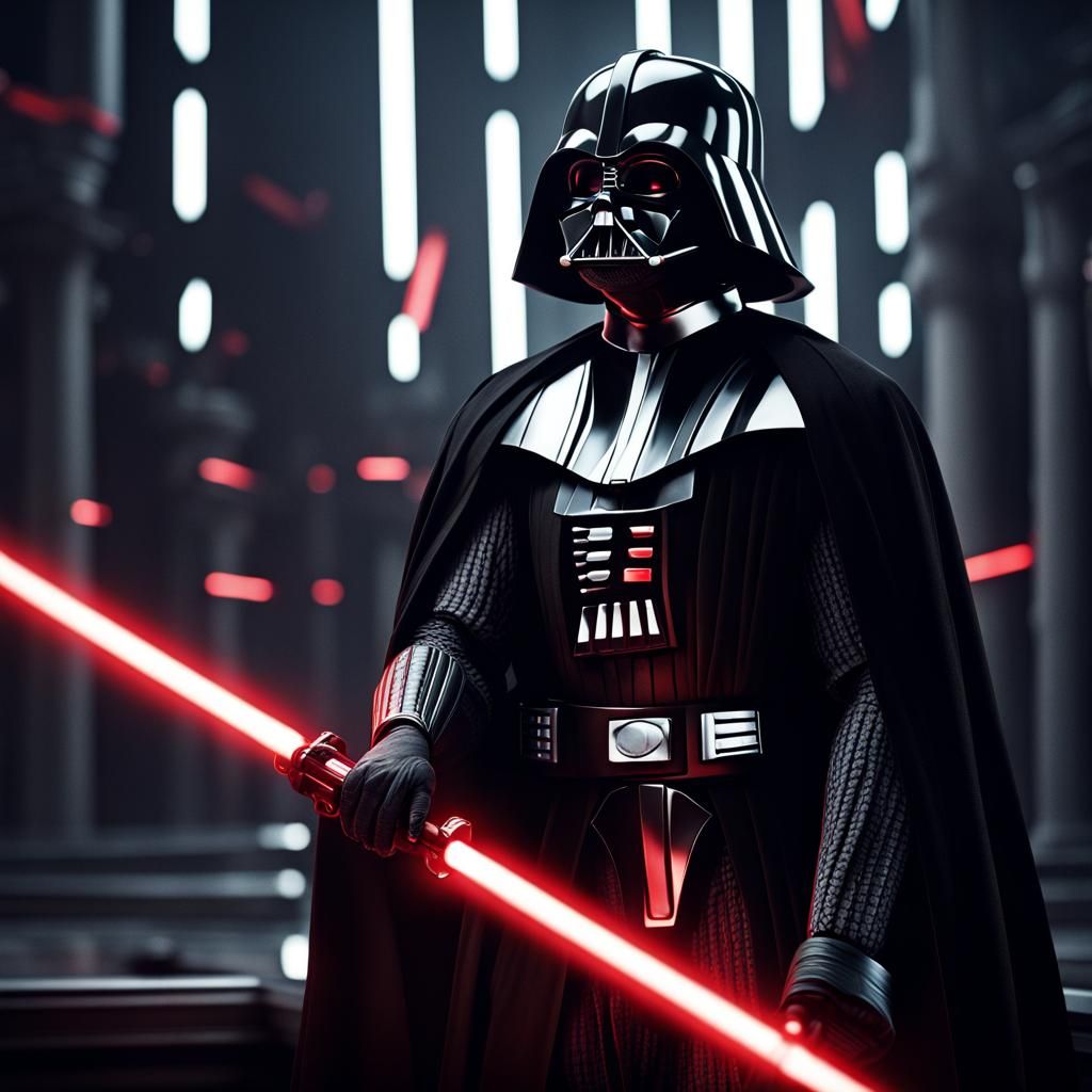 Darth Vader with Lightsaber: Epic Digital Painting