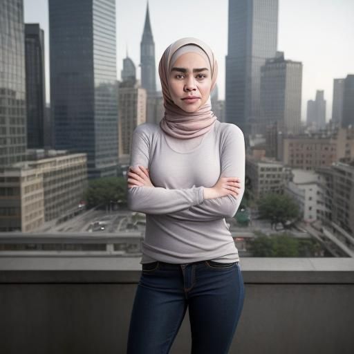 Realistic Portrait of Woman in Hijab in City