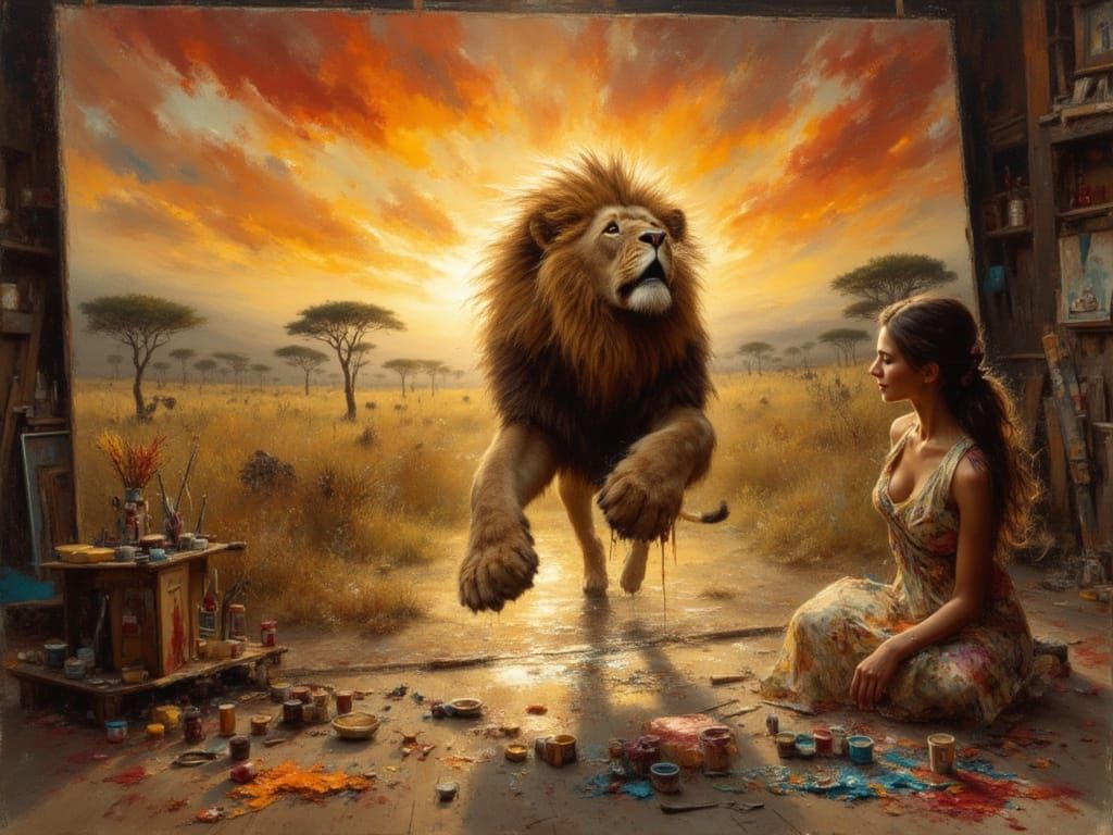 The lion follows its prey in the real world... to be continued