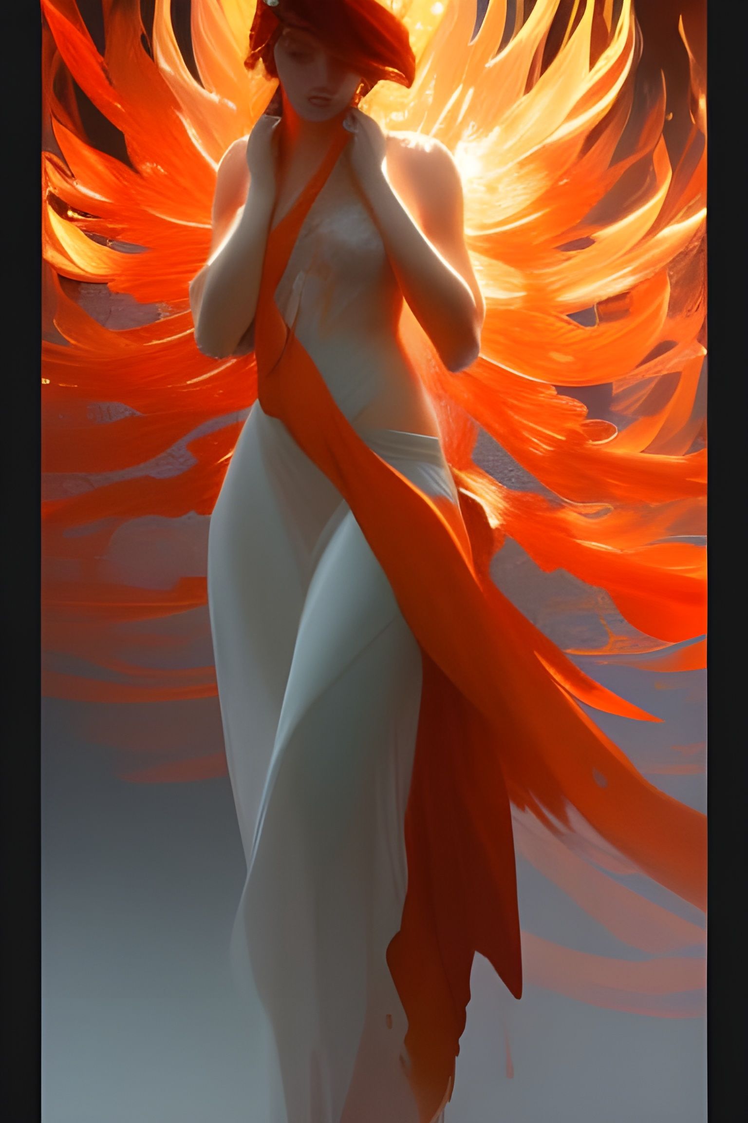 Flaming Flower in Art Nouveau Style