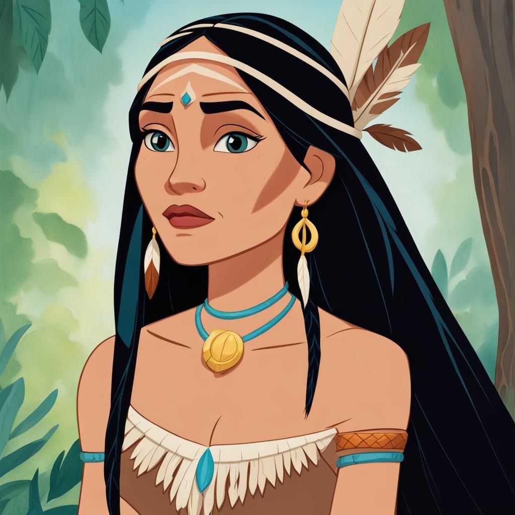 Stylized AI Portrait of Pocahontas