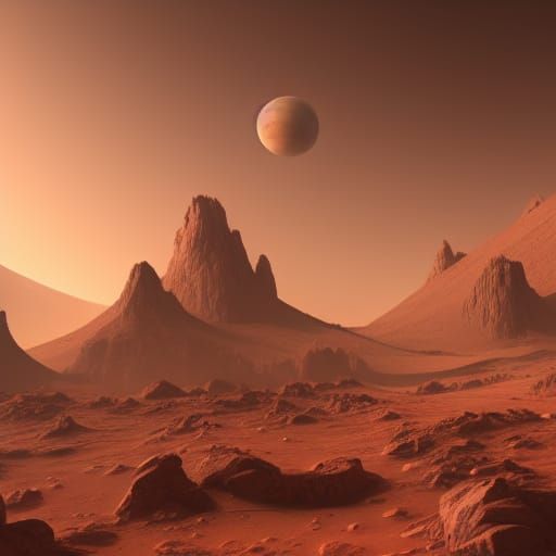 Fantastical Mars Concept Art in Detailed Matte Painting
