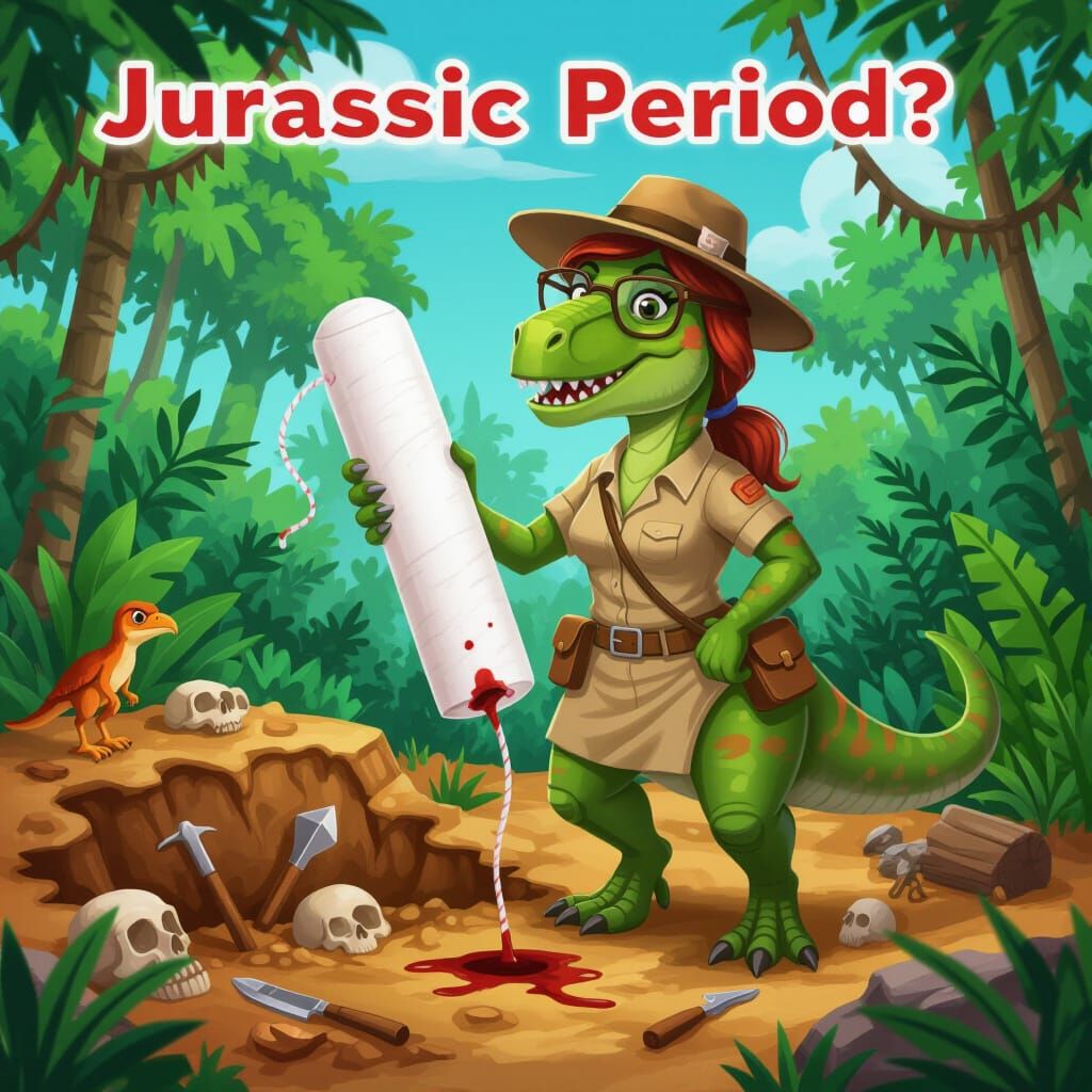 Humorous Dinosaur Archaeologist Finds Tampon in Jurassic Jun...