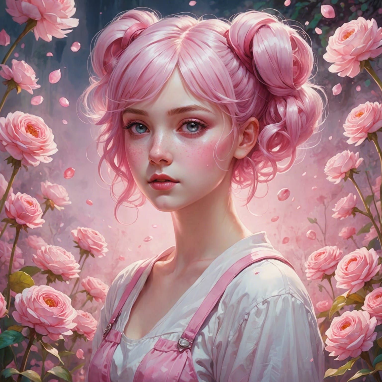 Goddess of Pink Sweets in Watercolor Style