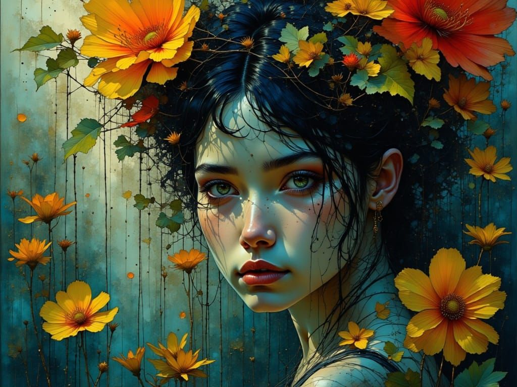 Woman in Toxic Secret Garden Concept Art Portrait