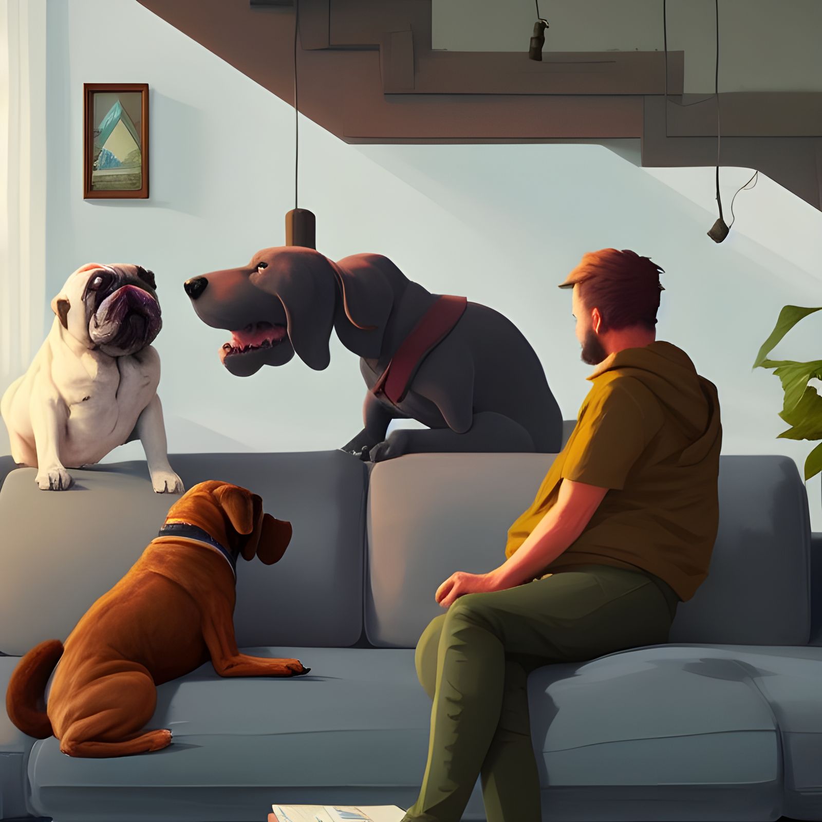 Dog and Cat Mischief in Detailed Concept Art