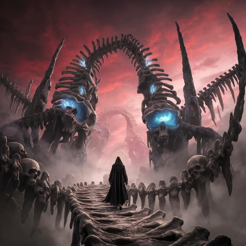 Forgotten Souls Wander Ancient Bone Cathedrals in Dark Fanta...