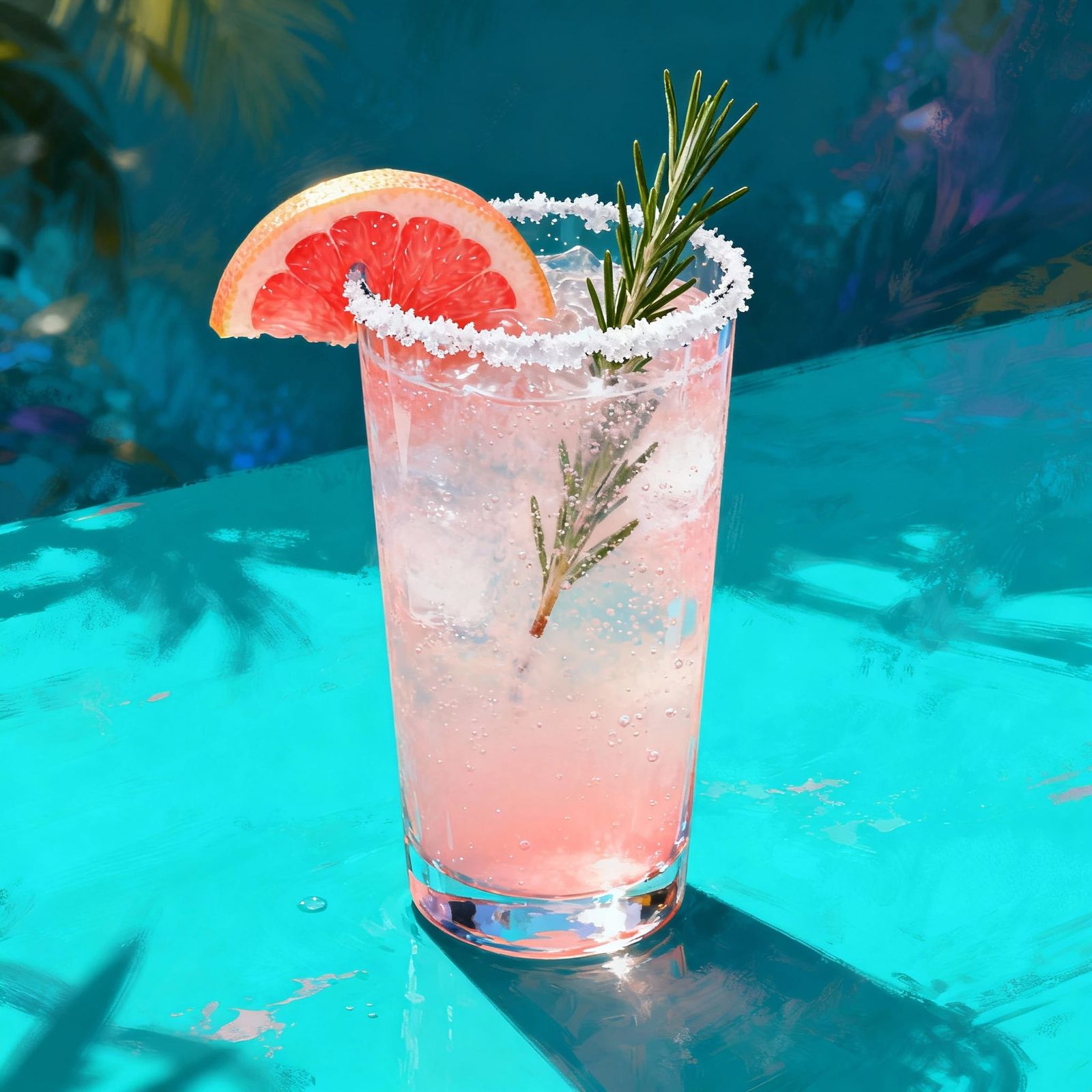 Sparkling Pink Grapefruit Drink in Highball Glass