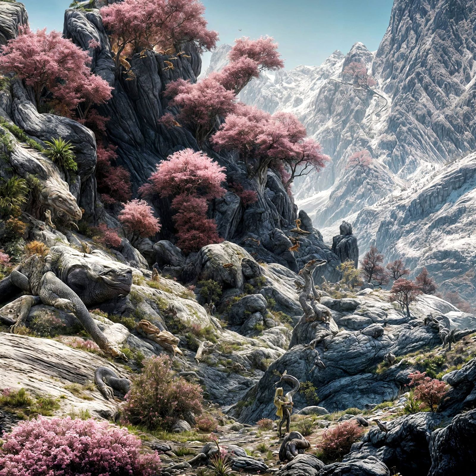 Bizarre Food Feast in Restaurant, Hyperrealistic Digital Art