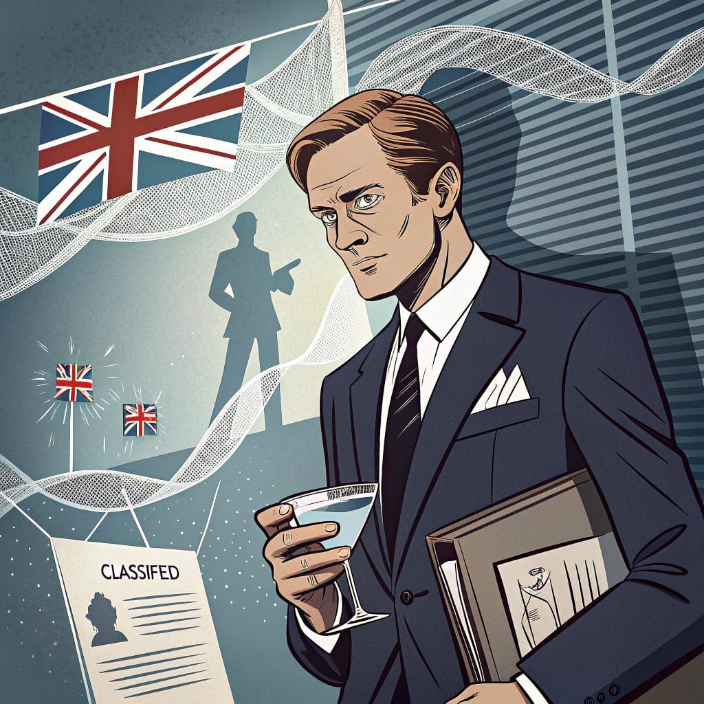 British Diplomat in Espionage Setting: Vector Illustration