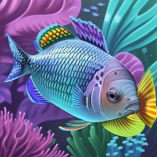 Colorful Rainbow Fish Swimming Underwater