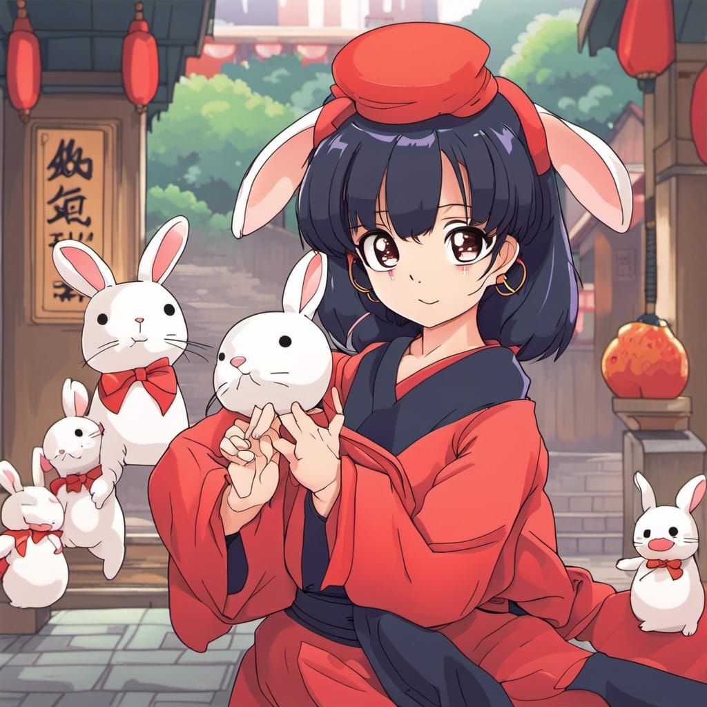 Rabbit in Ranma Outfit: Anime Style