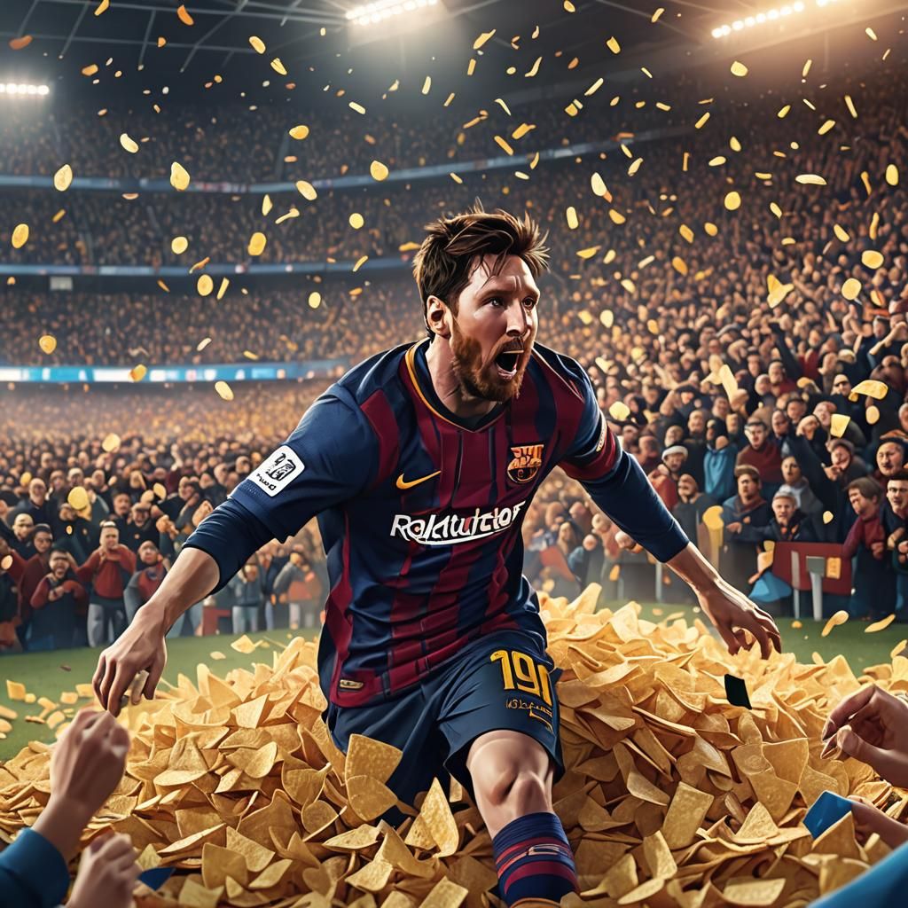 Messi Steals Chips: Digital Art Inspired by Stalenhag