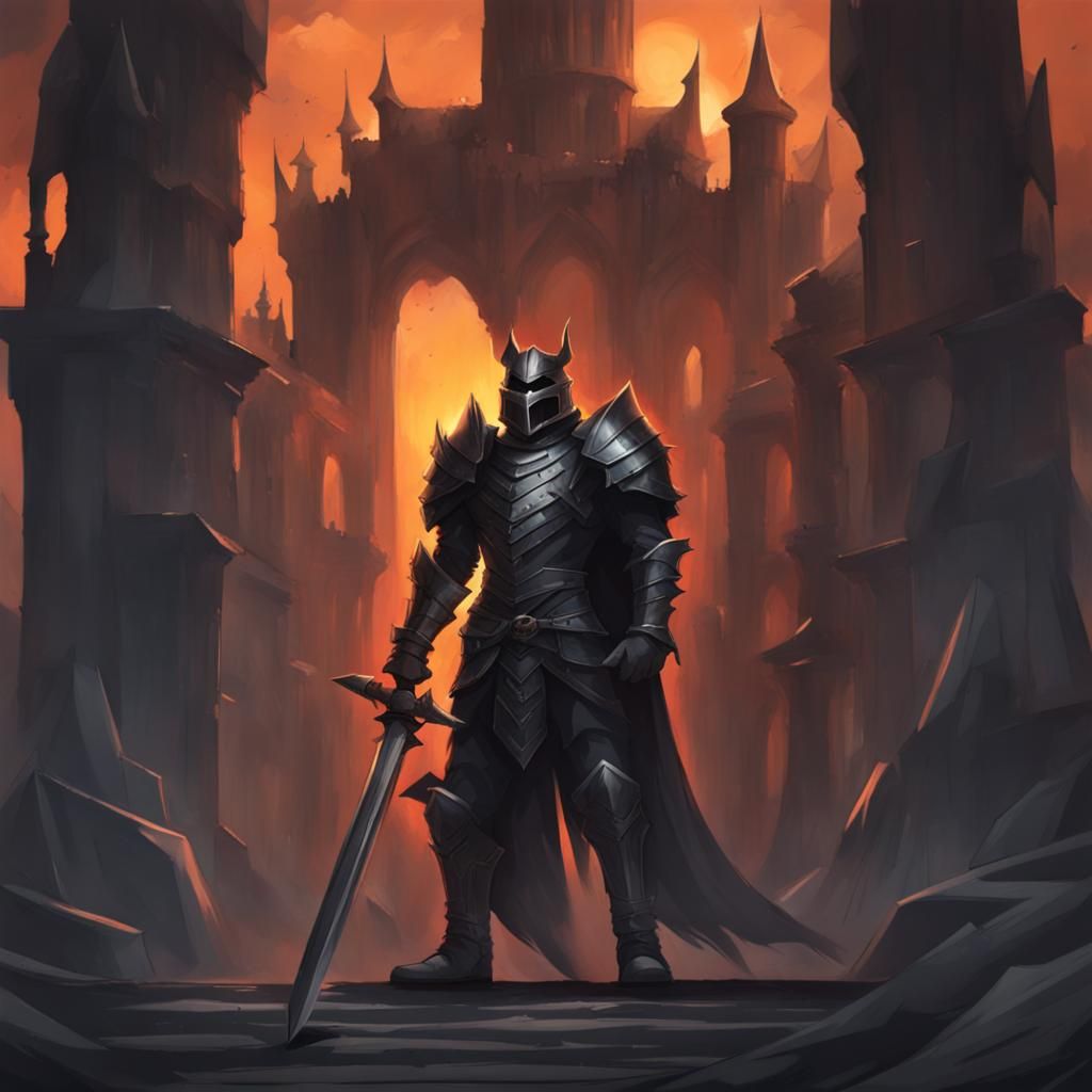 Menacing Evil Knight in Black Armor