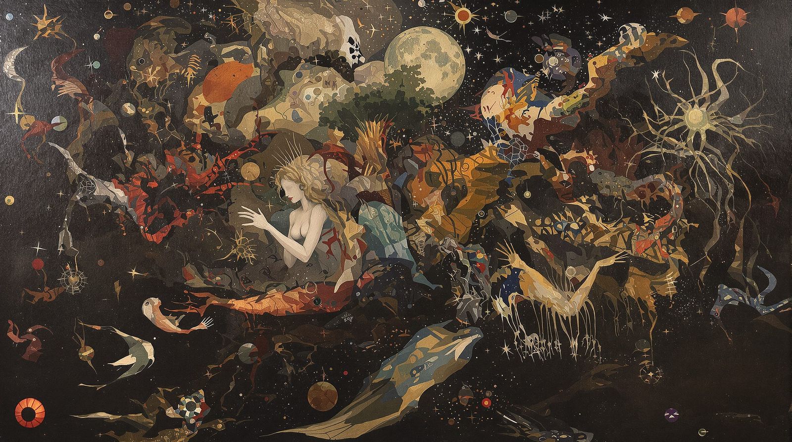 Surrealist Oil Painting Of People Through Time