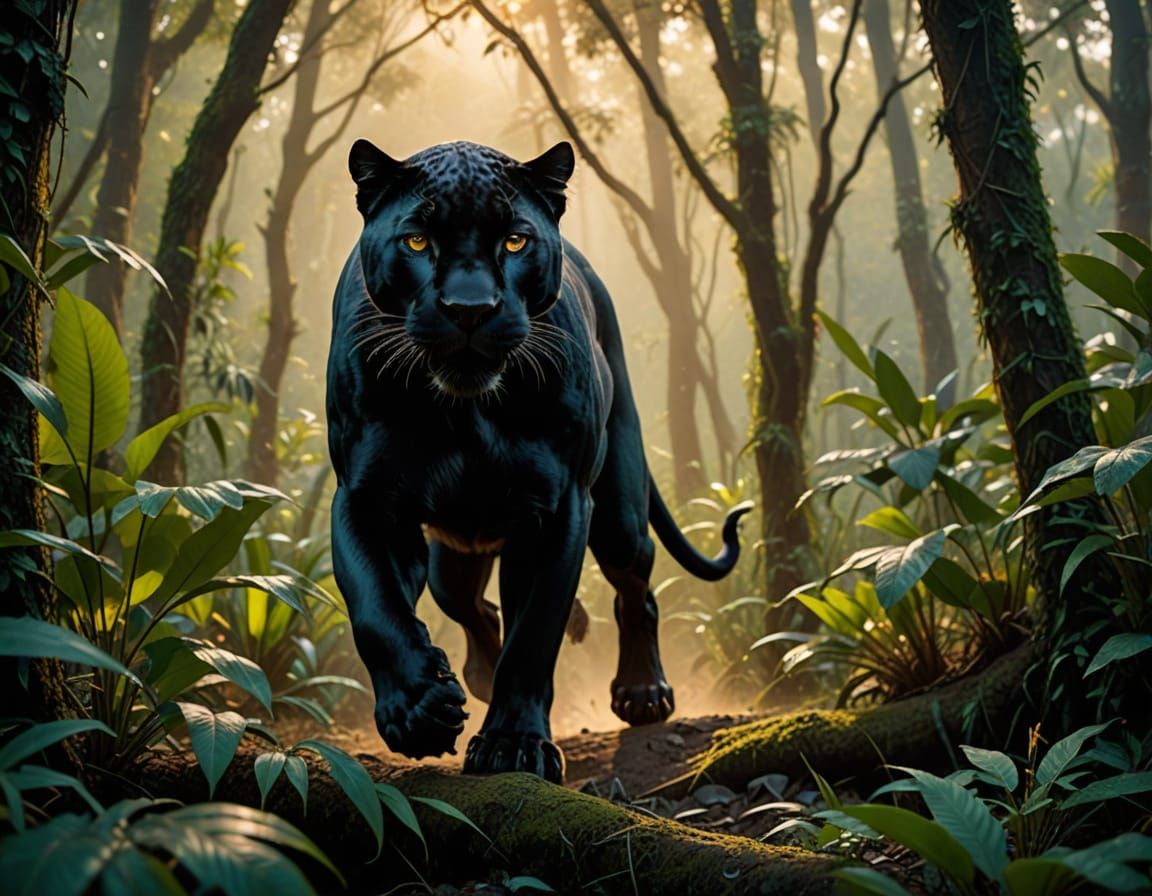 Epic Black Panther in Vibrant Indian Jungle