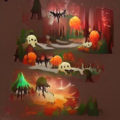 Eerie Autumn Forest: AI Generated Spooky Art