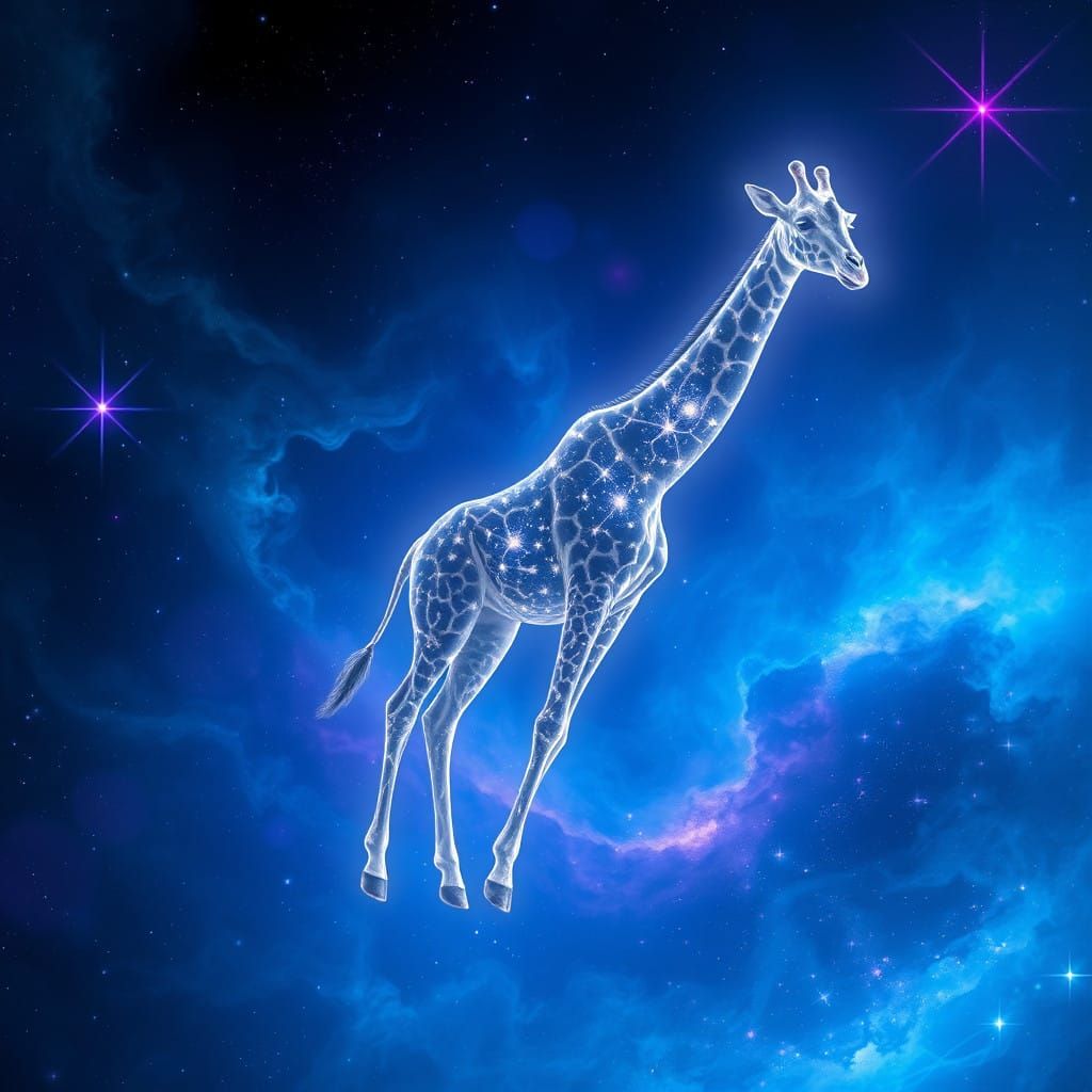 Celestial Giraffe in a Vibrant Galaxy