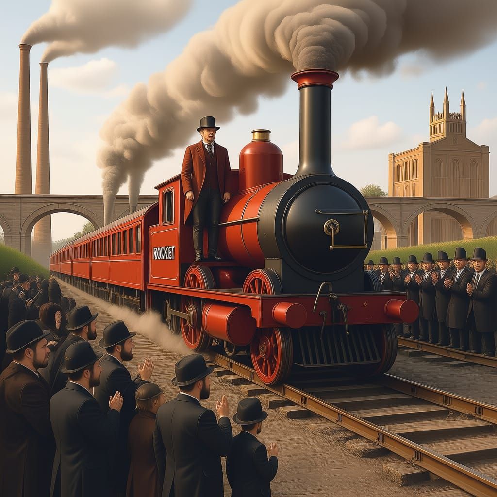 Rocket Locomotive Hauls First Public Railway Passengers