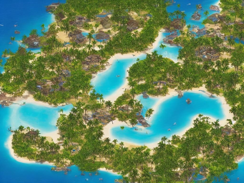 Tabletop Game Map: Beach with Palm Trees