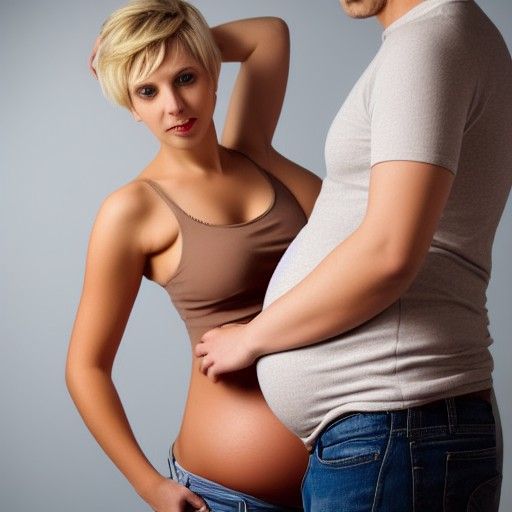 Pregnant Woman with Husband in Hyper-Realistic Style