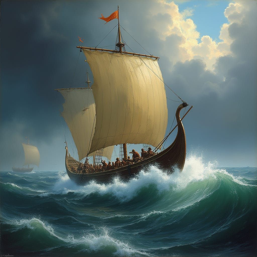 Greek Trireme Battles Stormy Aegean