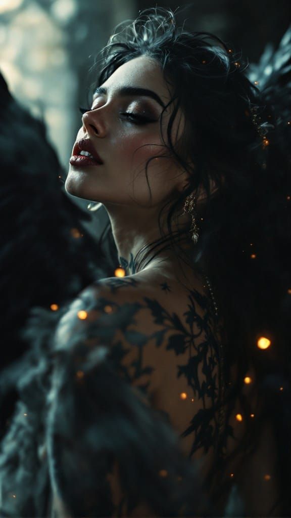 Ethereal Goddess with Smoky Wings