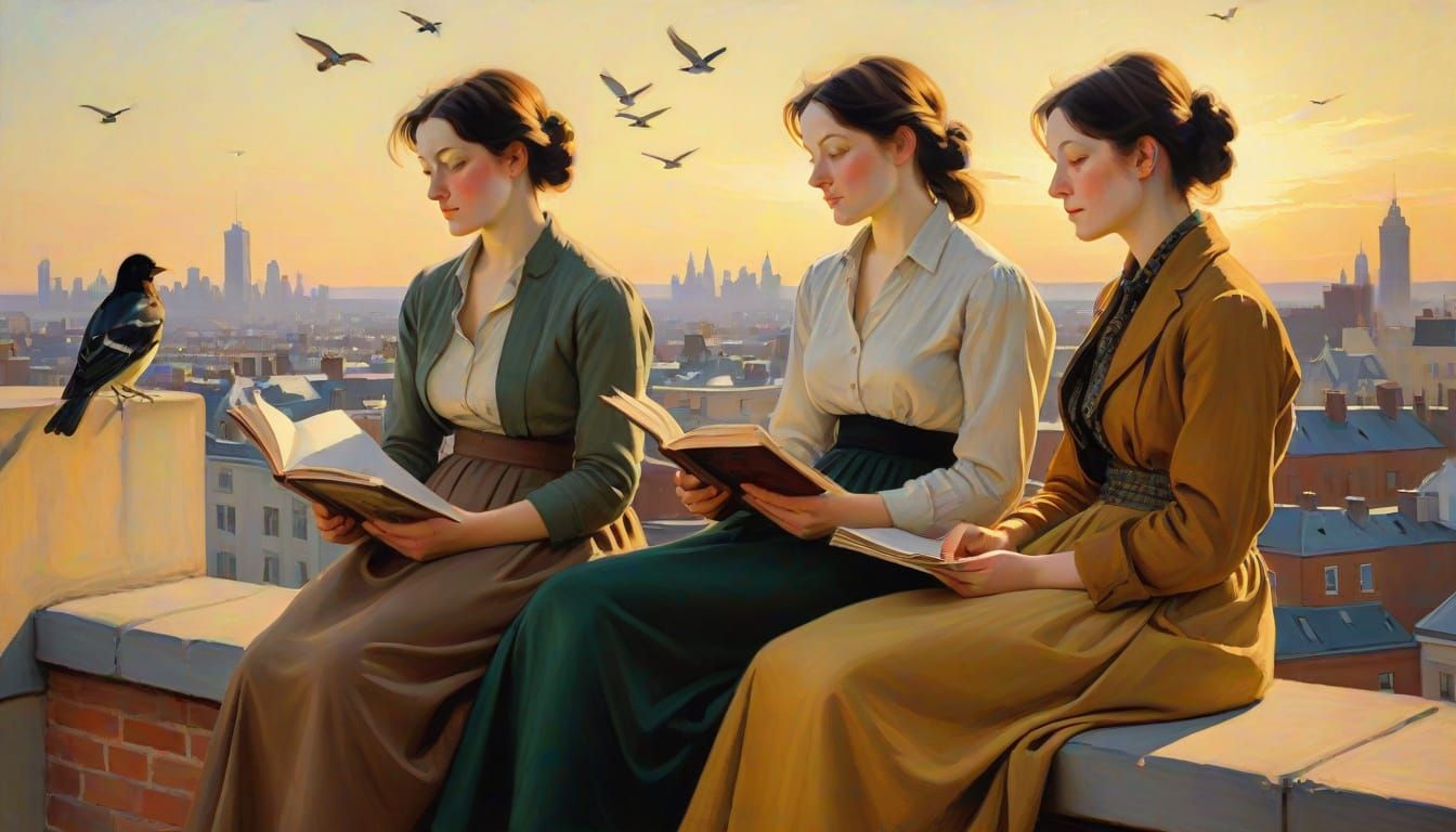 Two Women Share a Moment of Intimate Reflection on a Rooftop