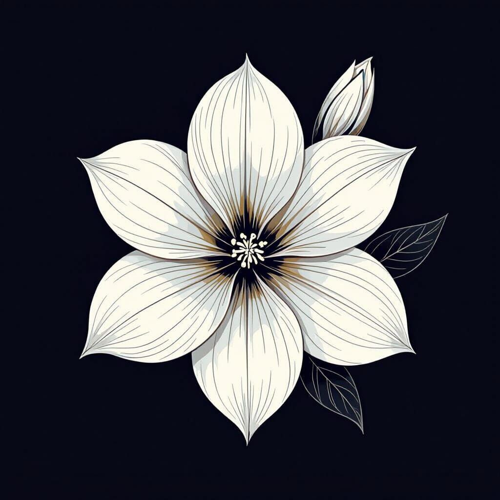 Minimalist Tuberose Flower Line Drawing Logo