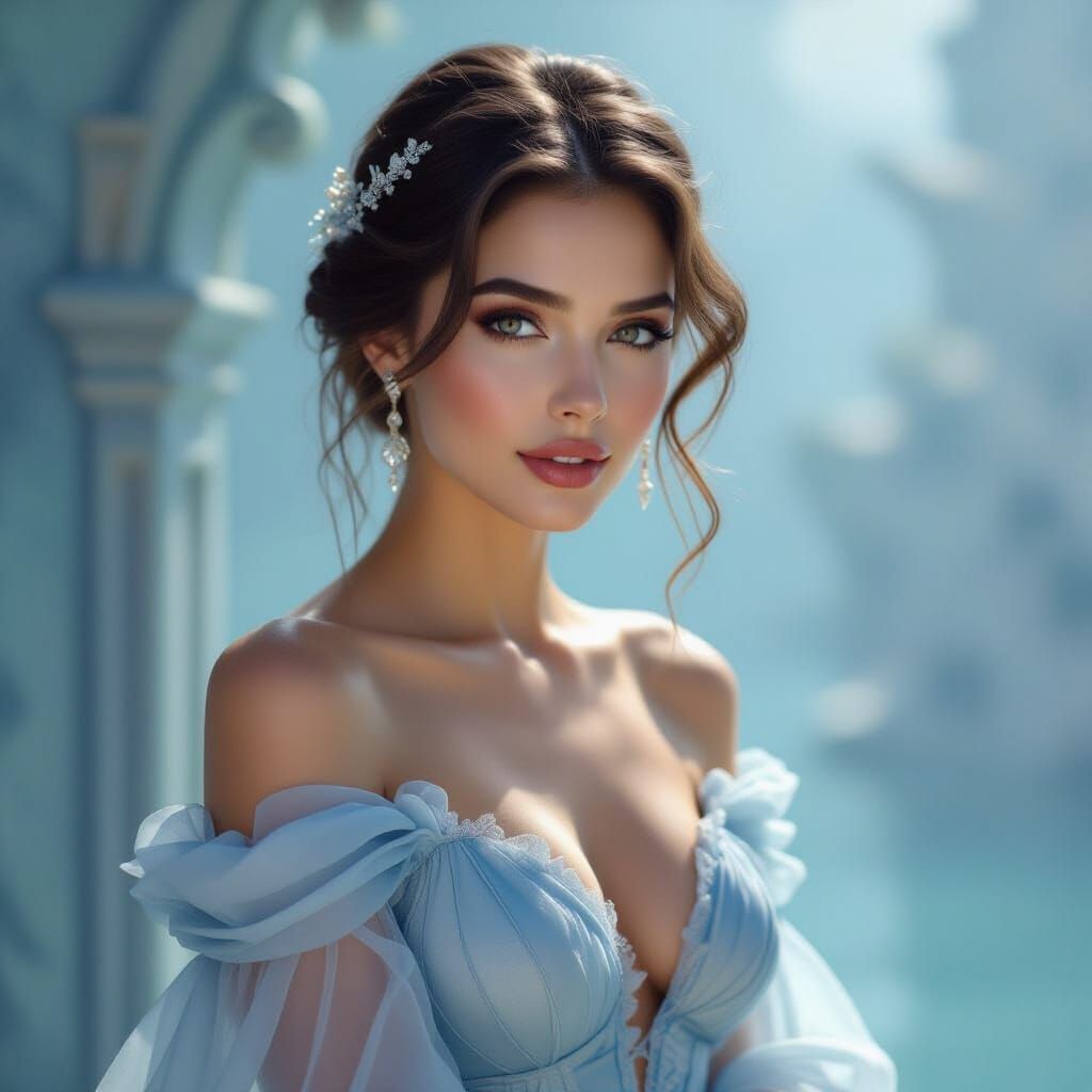 Elegant Woman in Dreamy Rococo Shabby Chic Setting