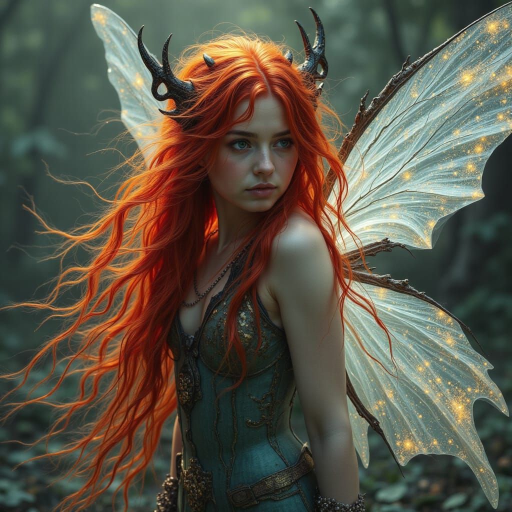 Earth Fairy with Broken Wings in Photorealistic Style