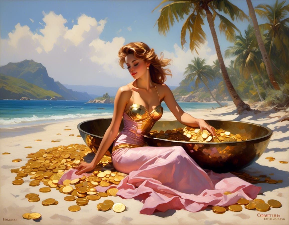 Golden Mermaid Stranded on Paradise Island