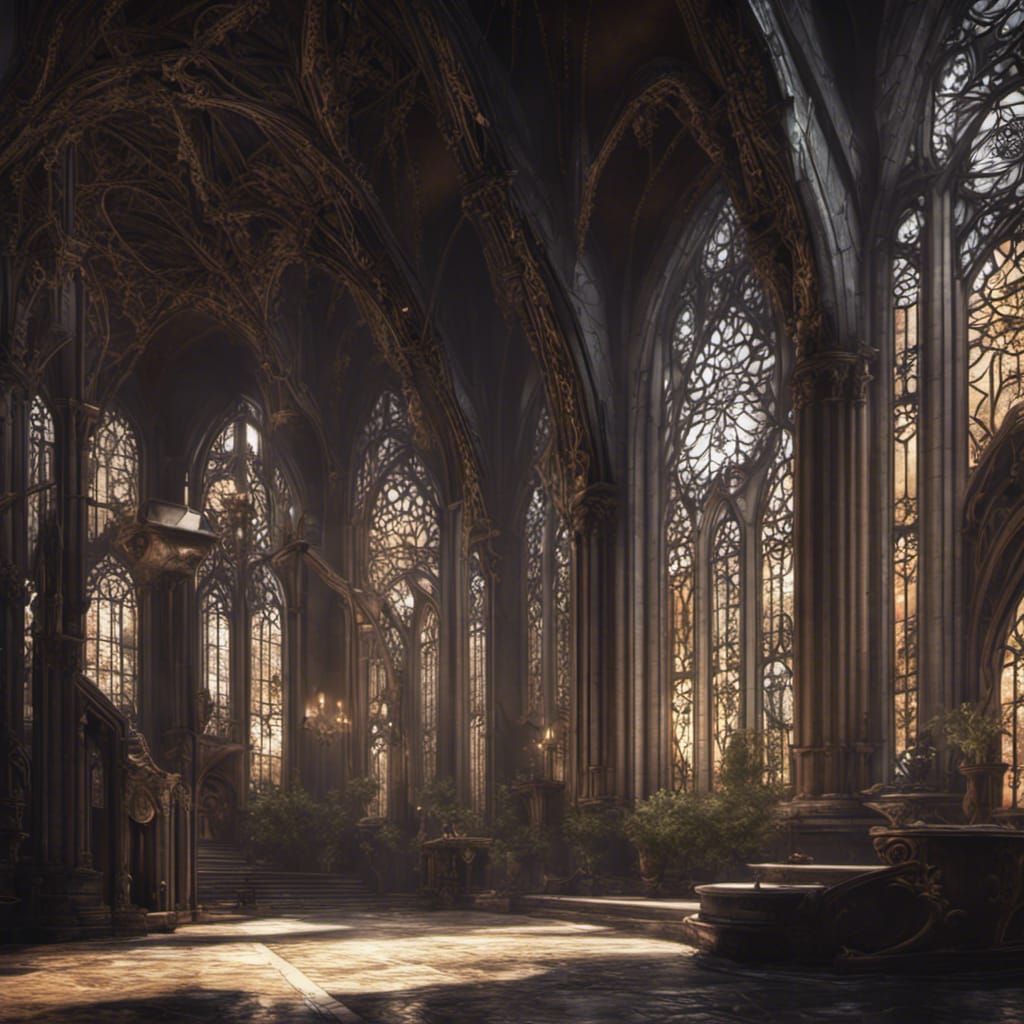 Gothic Art Deco Architecture in Dark Fantasy Style