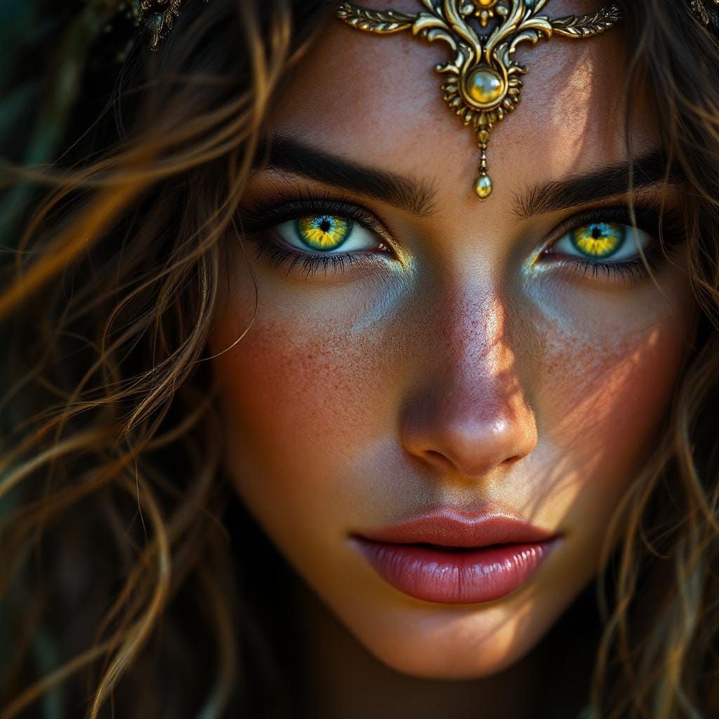 Hyperrealistic Artemis Portrait in Gouache Style