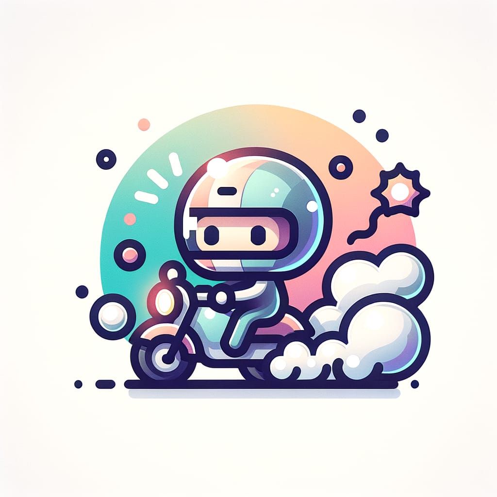 Cute Pastel Motorcycle Accident Icon in Minimalist Style