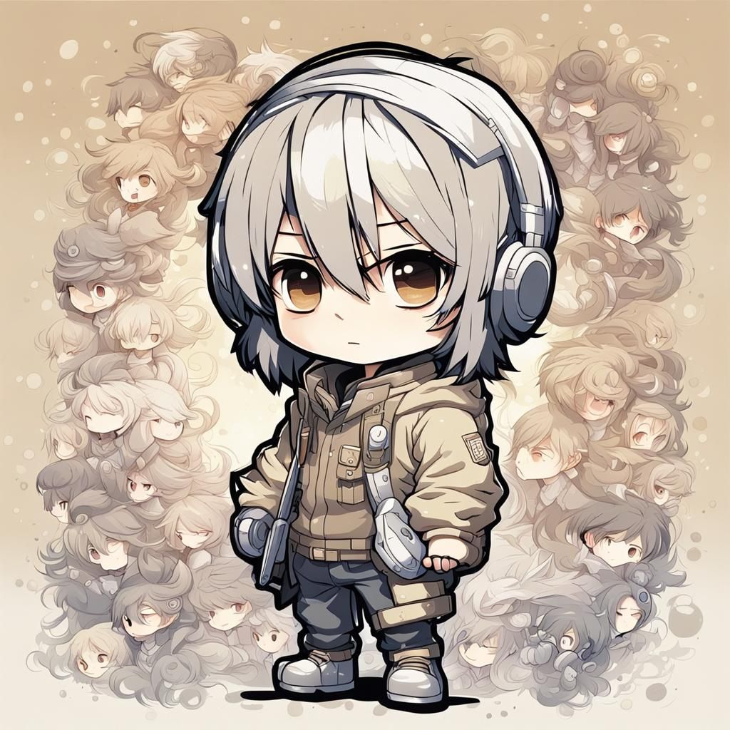 Cute Chibi Game Designer in Anime Style