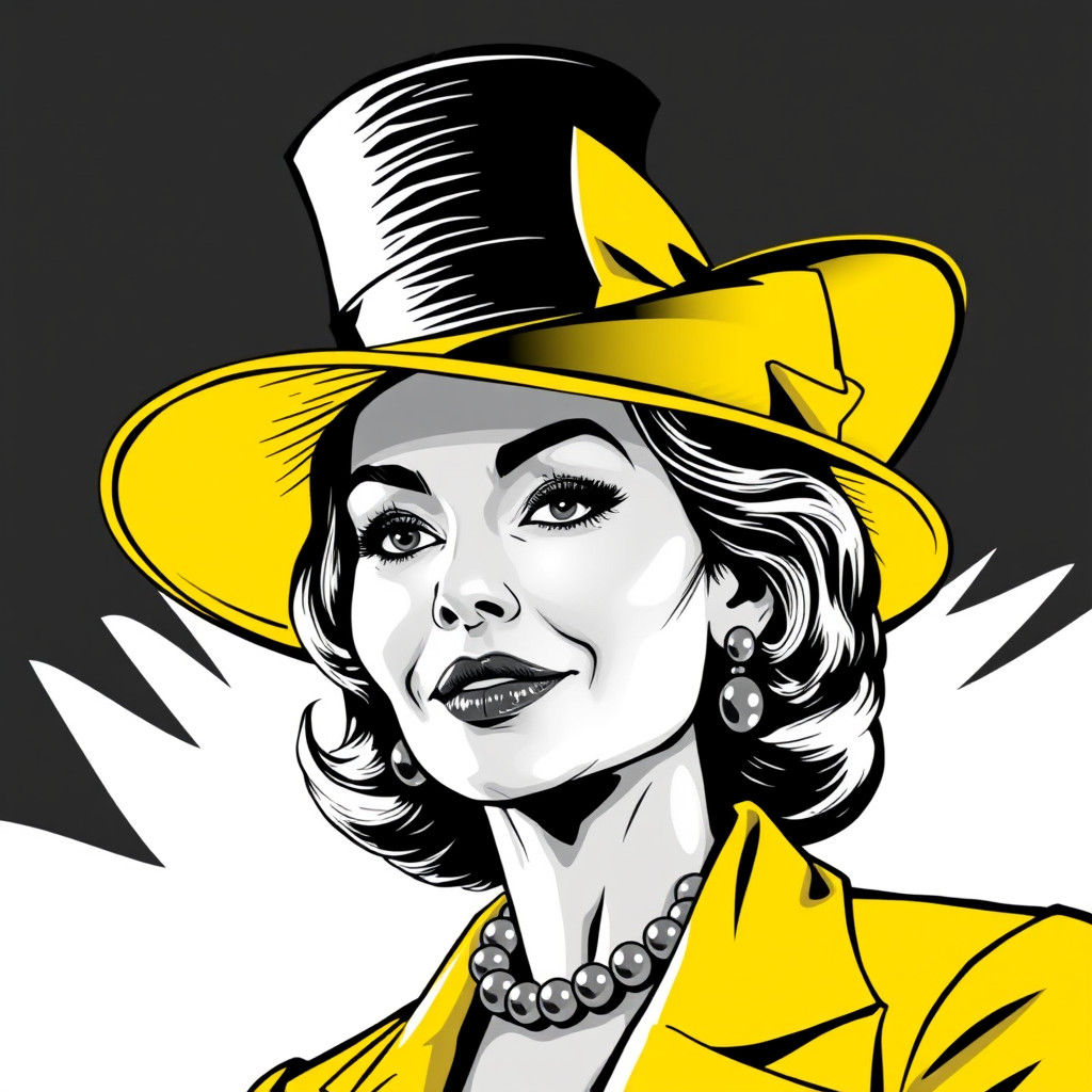 Elegant Comic Book Portrait: Rich Woman in Hat