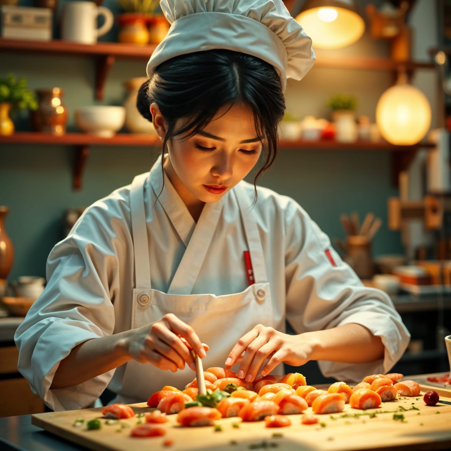 Sushi Chef in a Moment of Triumph